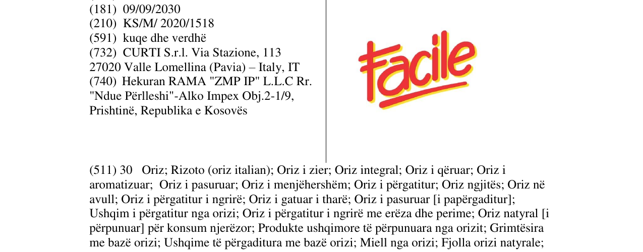 Zëri i markës facille në buletin