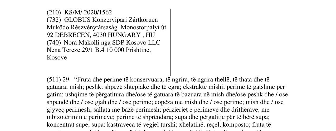 Zëri i markës GLOBUS në buletin