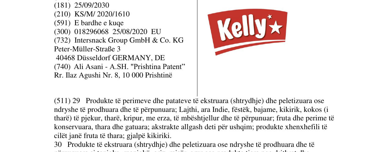 Zëri i markës Kelly në buletin