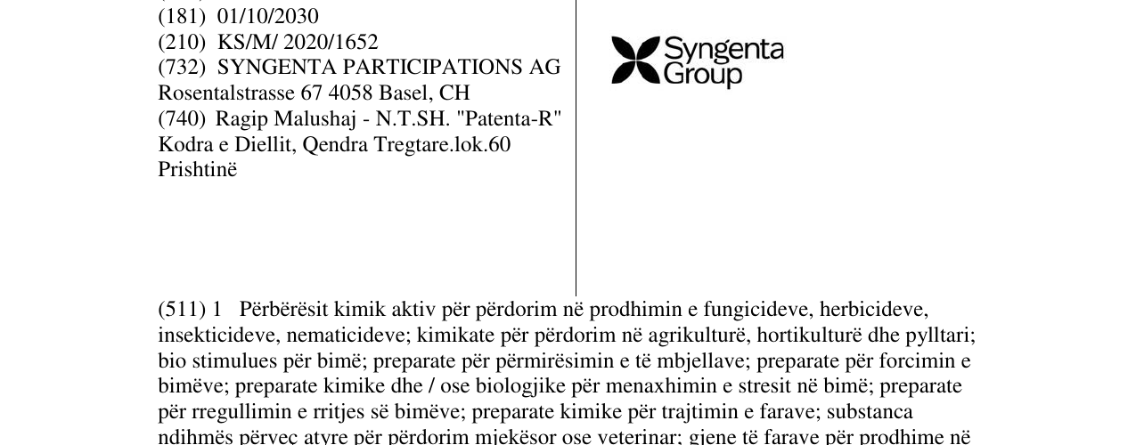 Zëri i markës Syngenta group në buletin