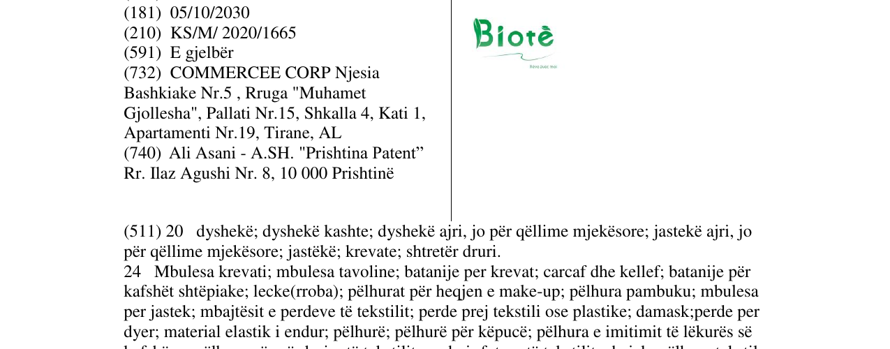 Zëri i markës Biote në buletin