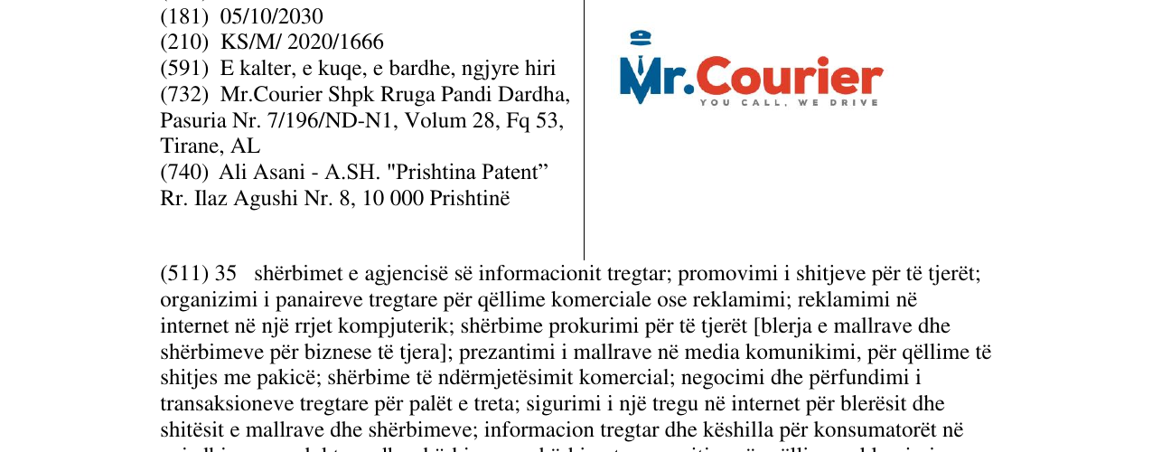 Zëri i markës Mr.Courier- you call we drive në buletin