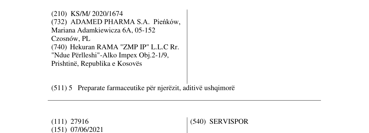 Zëri i markës AREPLEX në buletin
