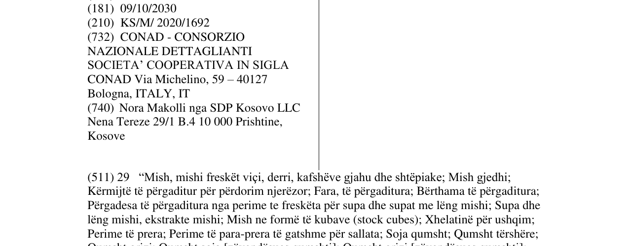Zëri i markës GUSTOSAMENTE CONAD në buletin