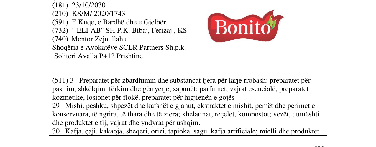 Zëri i markës BONITO në buletin