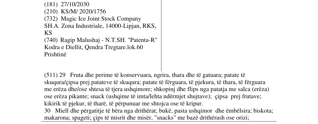 Zëri i markës RINGERS në buletin