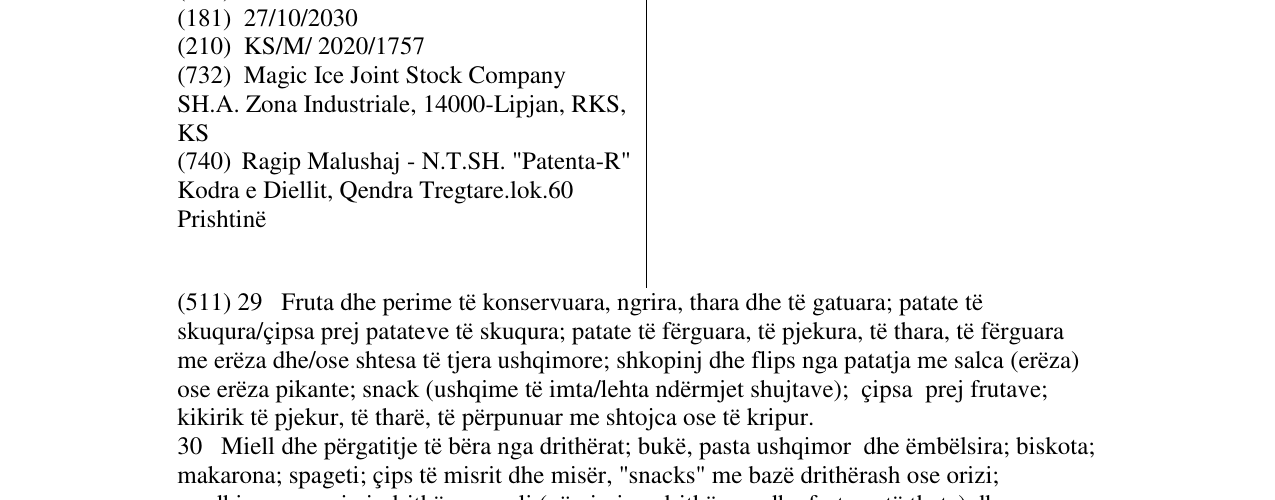 Zëri i markës PANCHOS në buletin