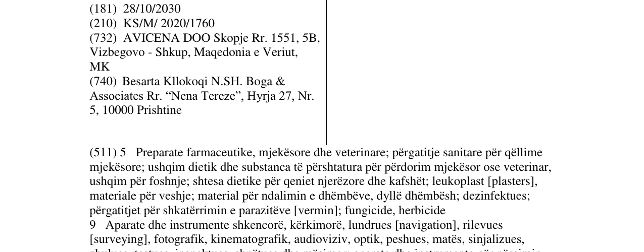 Zëri i markës AVICENA në buletin