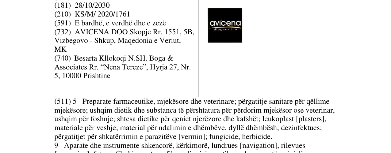 Zëri i markës avicena diagnostica në buletin