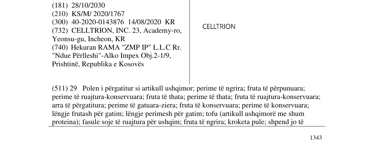 Zëri i markës CELLTRION, INC. në buletin
