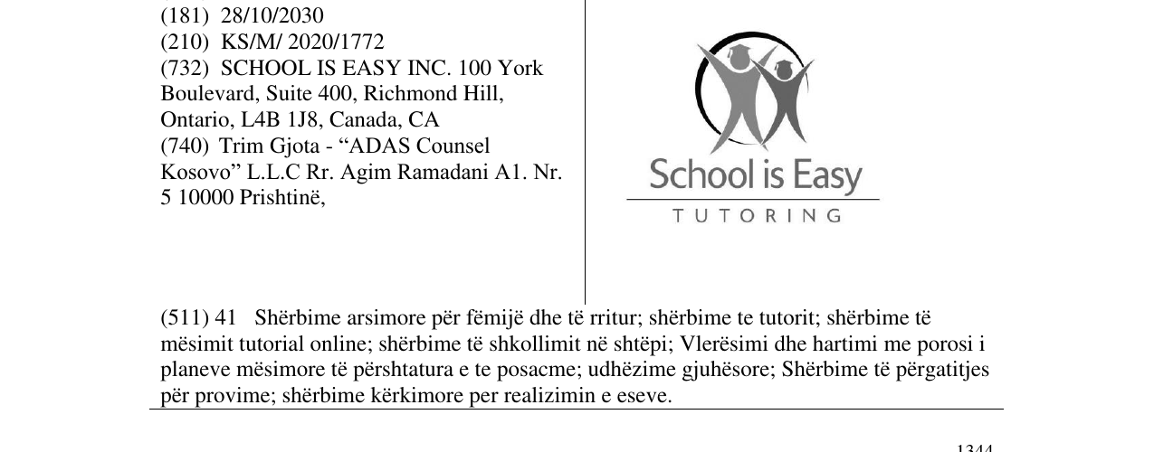 Zëri i markës SCHOOL IS EASY TUTORING në buletin