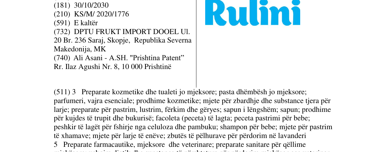 Zëri i markës Rulini në buletin