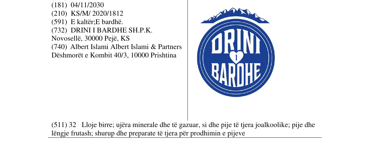 Zëri i markës DRINI BARDHE në buletin