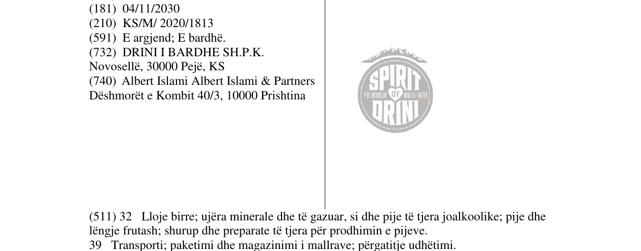 Zëri i markës SPIRIT OF DRINI në buletin