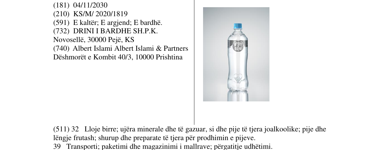 Zëri i markës SPIRIT OF DRINI në buletin