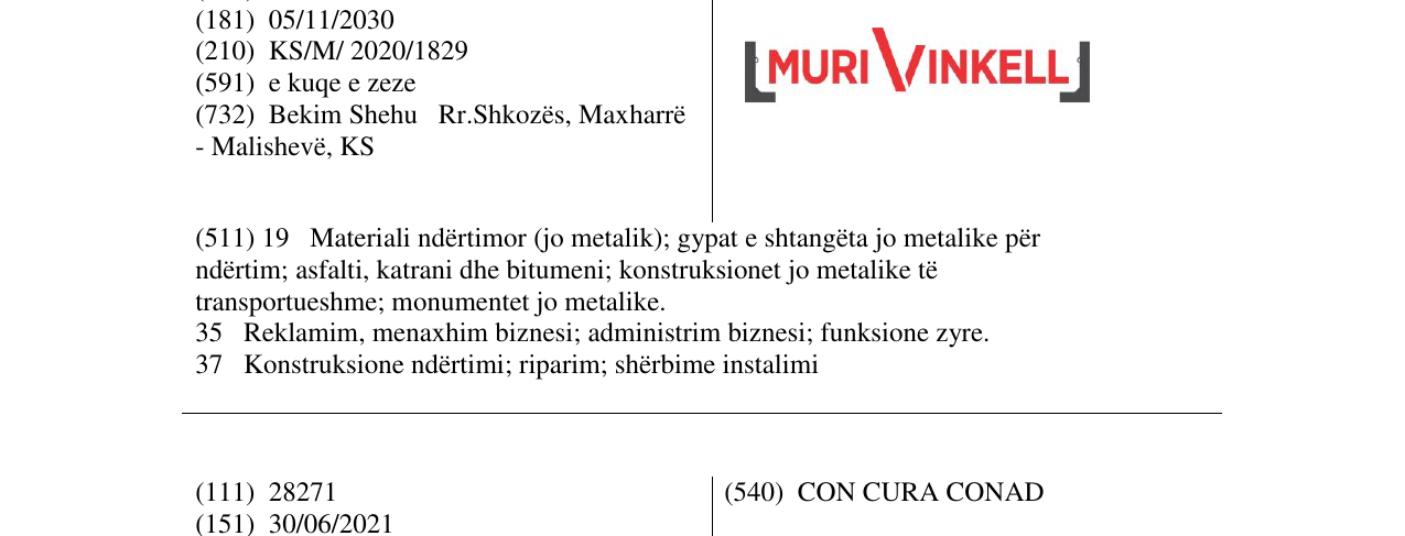 Zëri i markës muri vinkel në buletin