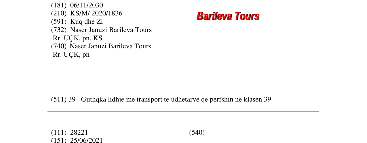 Zëri i markës Barileva Tours në buletin