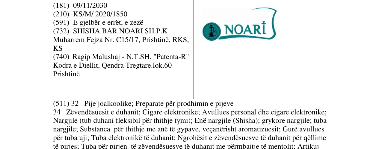Zëri i markës NOARI në buletin