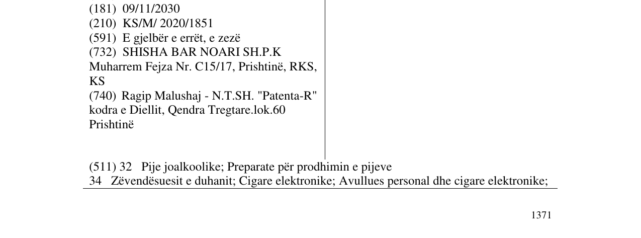 Zëri i markës NOARI në buletin