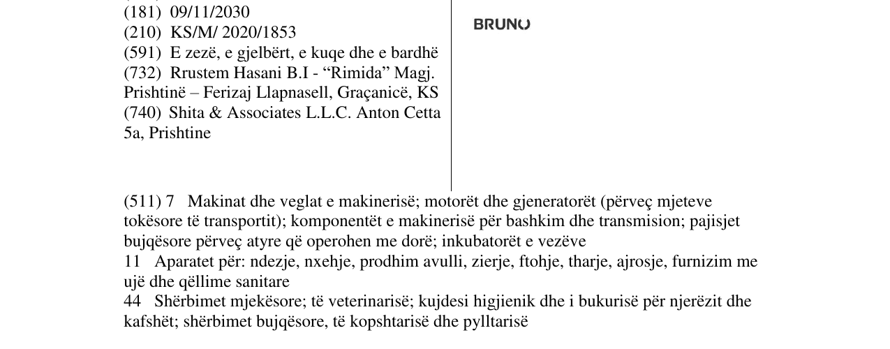Zëri i markës BRUNO në buletin