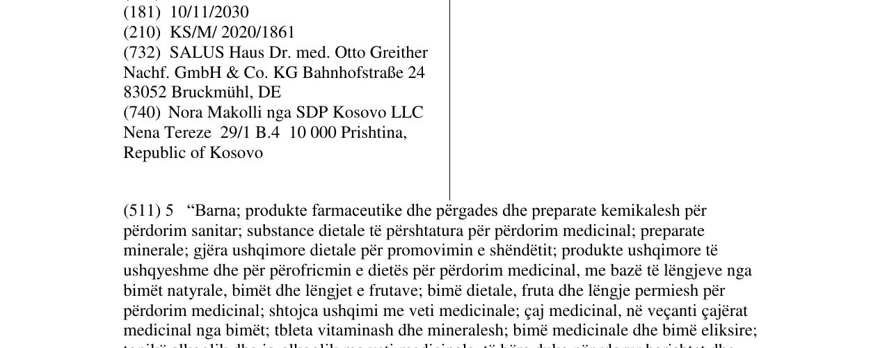 Zëri i markës SALUDYNAM në buletin
