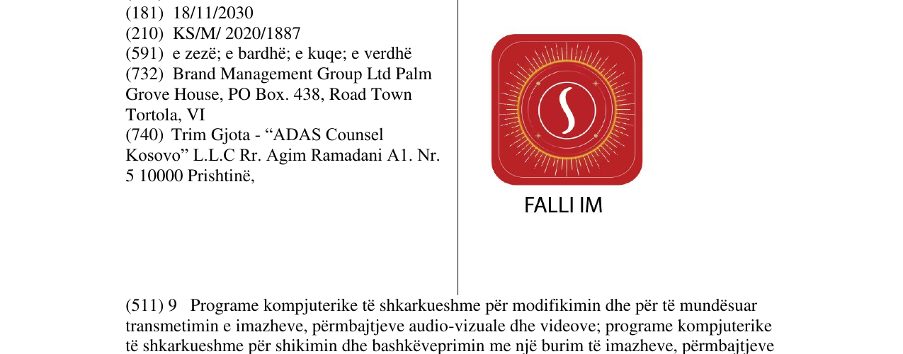 Zëri i markës FALLI IM në buletin