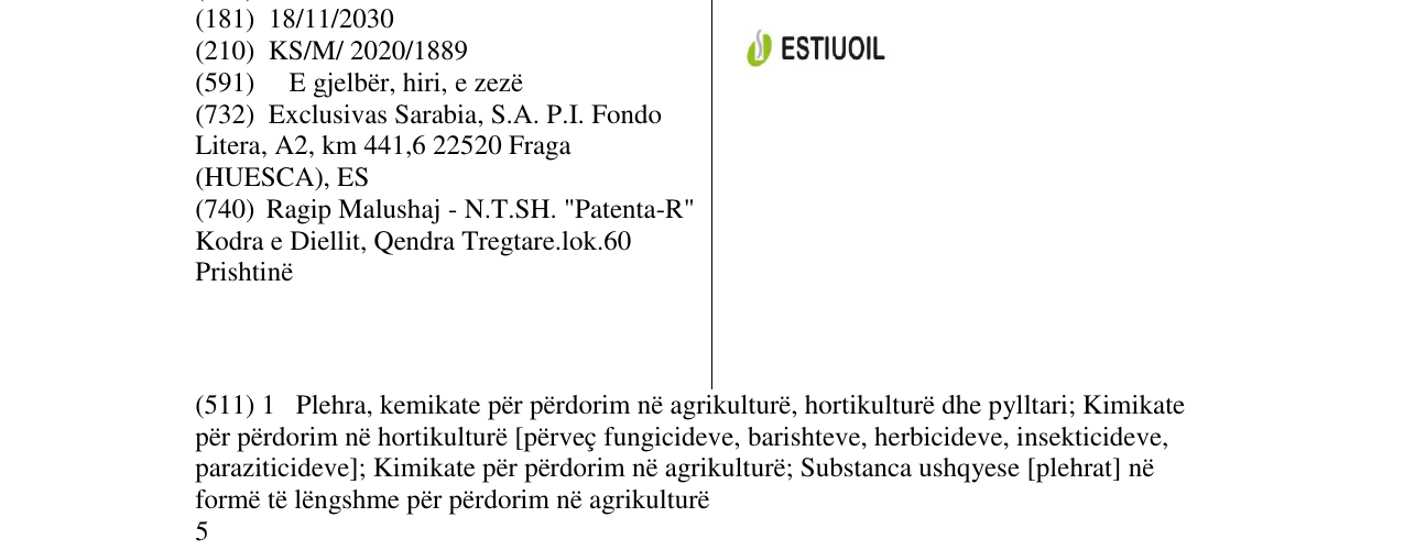 Zëri i markës ESTIUOIL në buletin