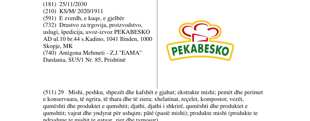 Zëri i markës pekabesko në buletin