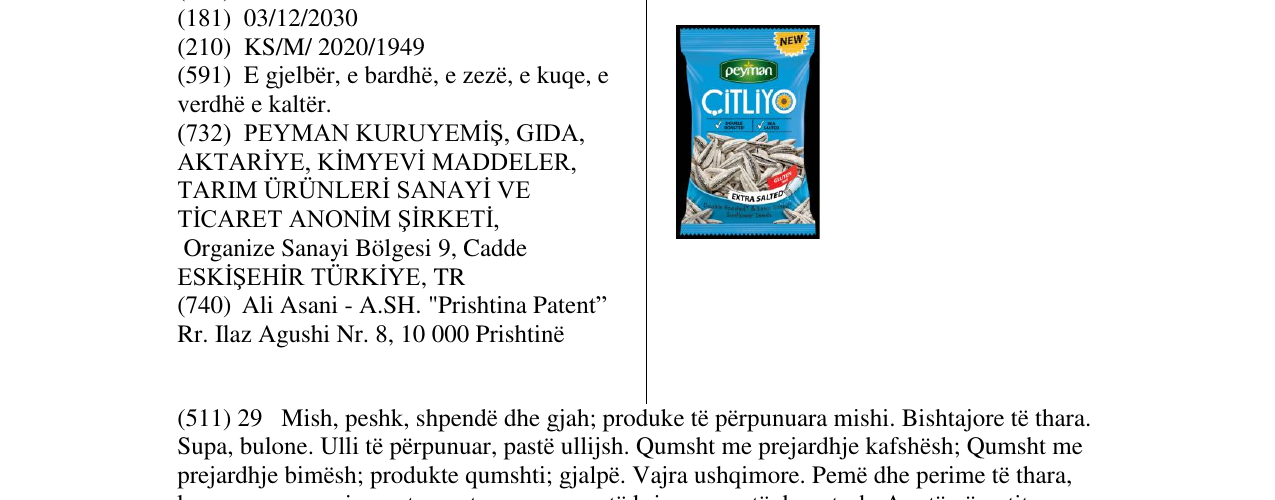 Zëri i markës CITLIYO- EXTRA SALTED në buletin