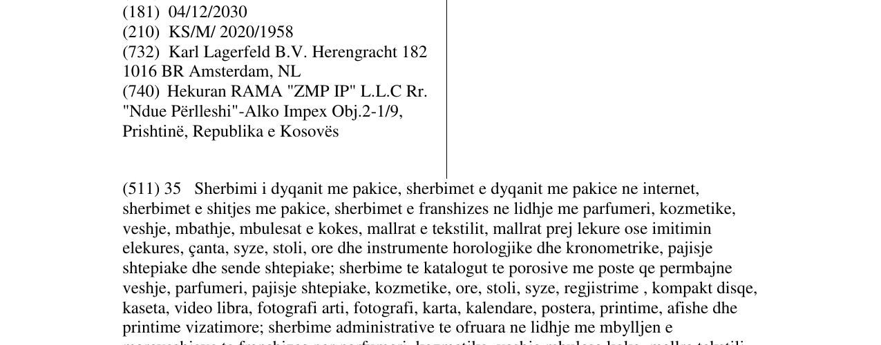 Zëri i markës KARL LAGERFELD në buletin