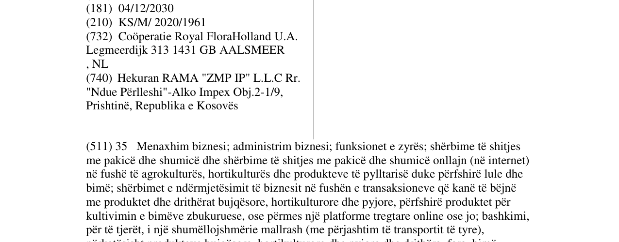 Zëri i markës FLORIDAY në buletin