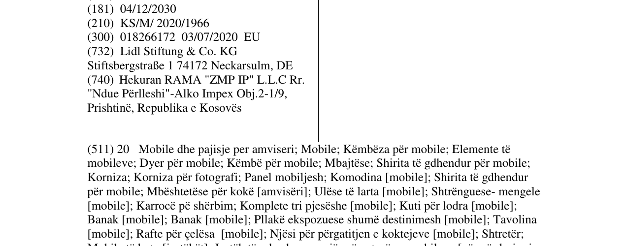 Zëri i markës GENF në buletin