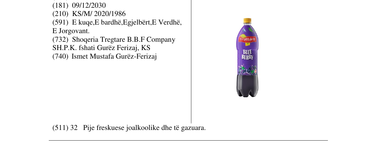 Zëri i markës BLUE BERRY në buletin