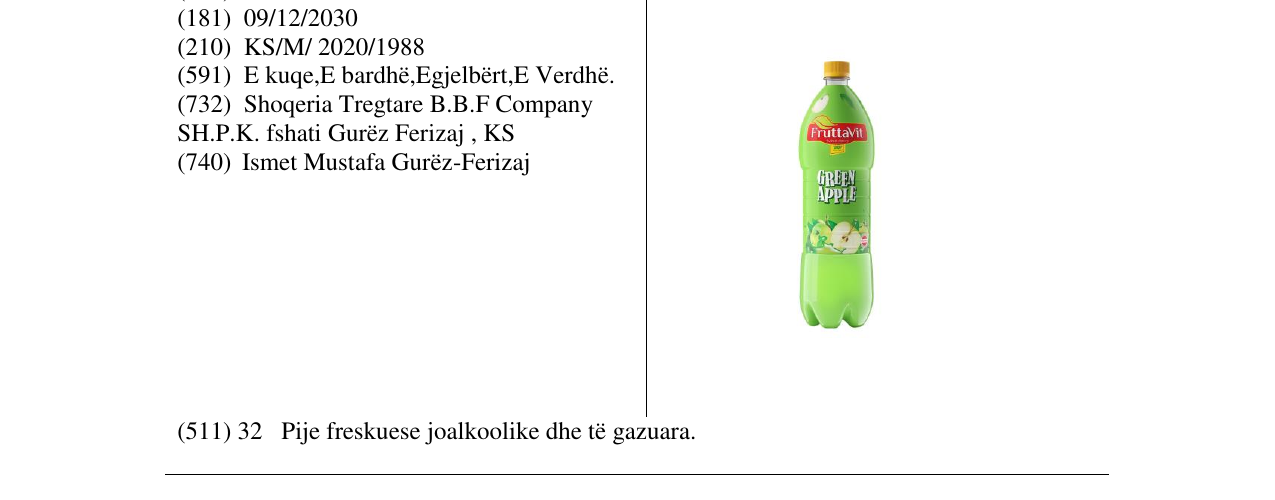 Zëri i markës GREEN APPLE në buletin