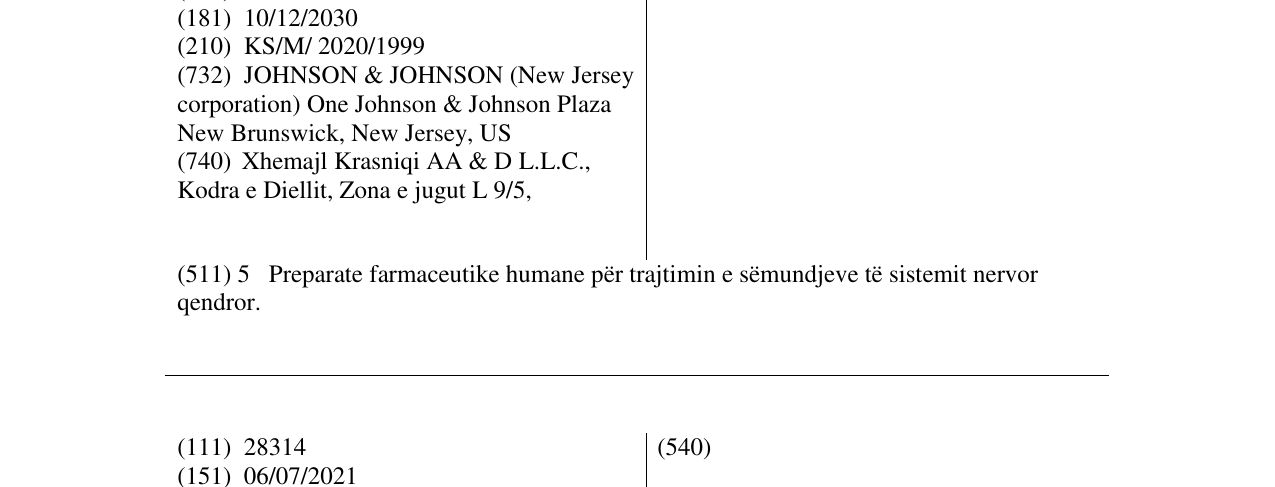 Zëri i markës INVEGA HAFYERA në buletin