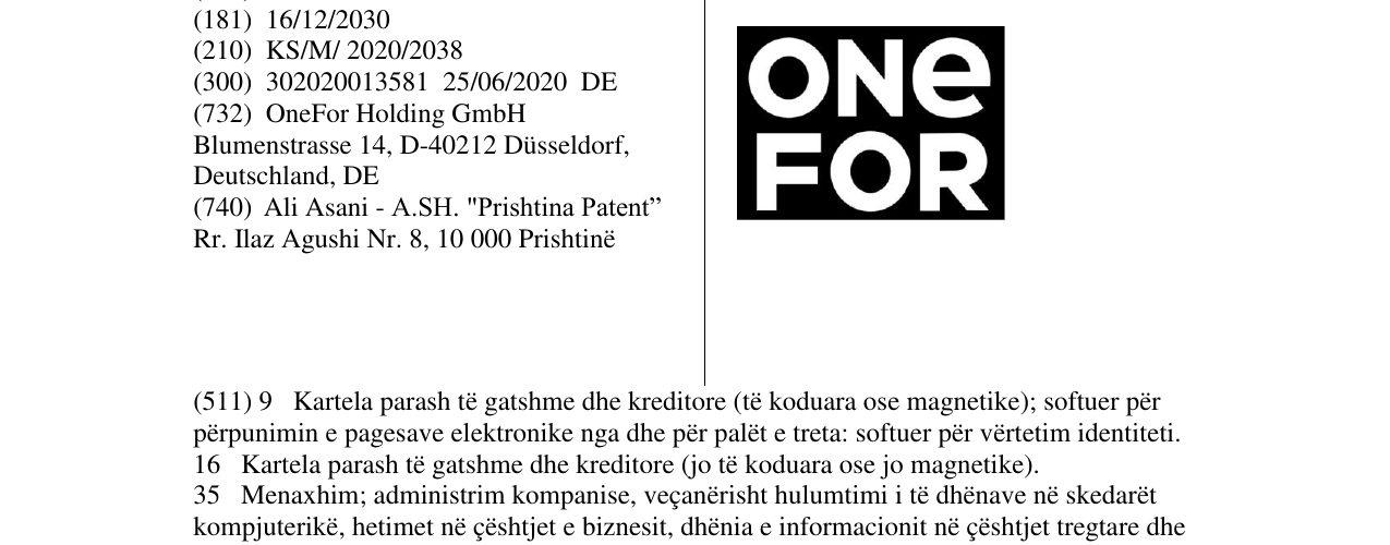 Zëri i markës ONE FOR në buletin