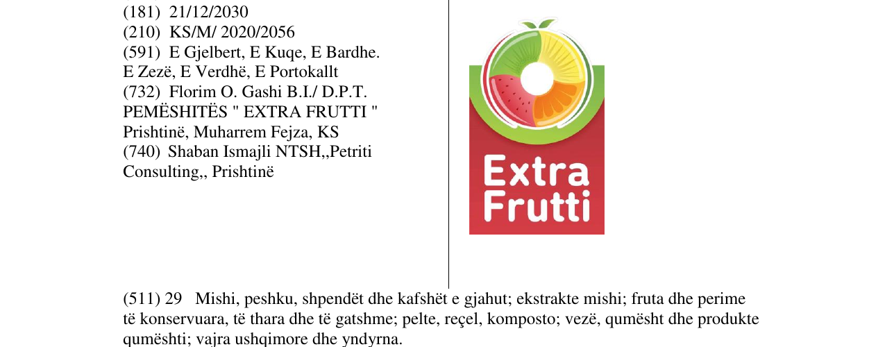 Zëri i markës extra frutti në buletin