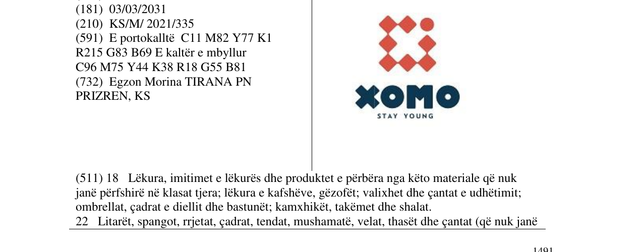 Zëri i markës XOMO në buletin