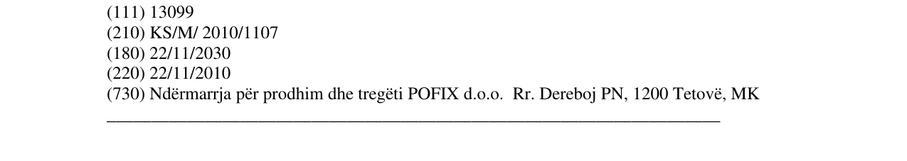 Zëri i markës POFIX PERL në buletin