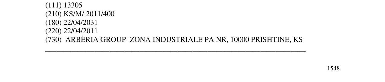Zëri i markës Ujë natyral i Alpeve në buletin