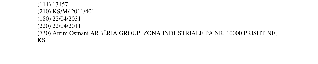 Zëri i markës Ujë mineral i ALPEVE në buletin