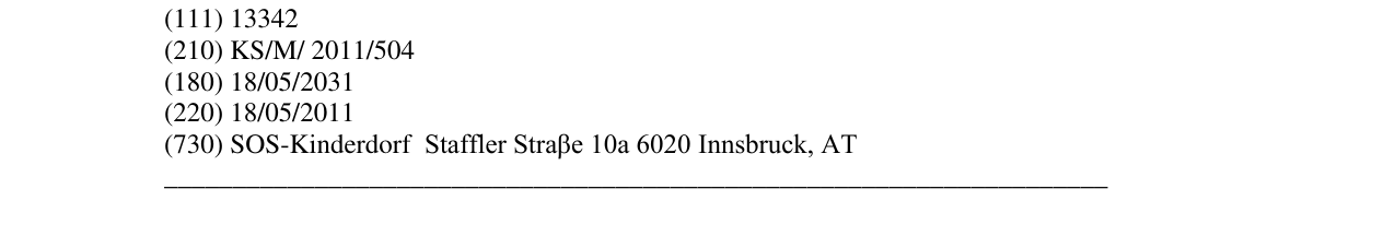 The entry of the trademark SOS Fshatrat e Fëmijëve Kosovë in the bulletin