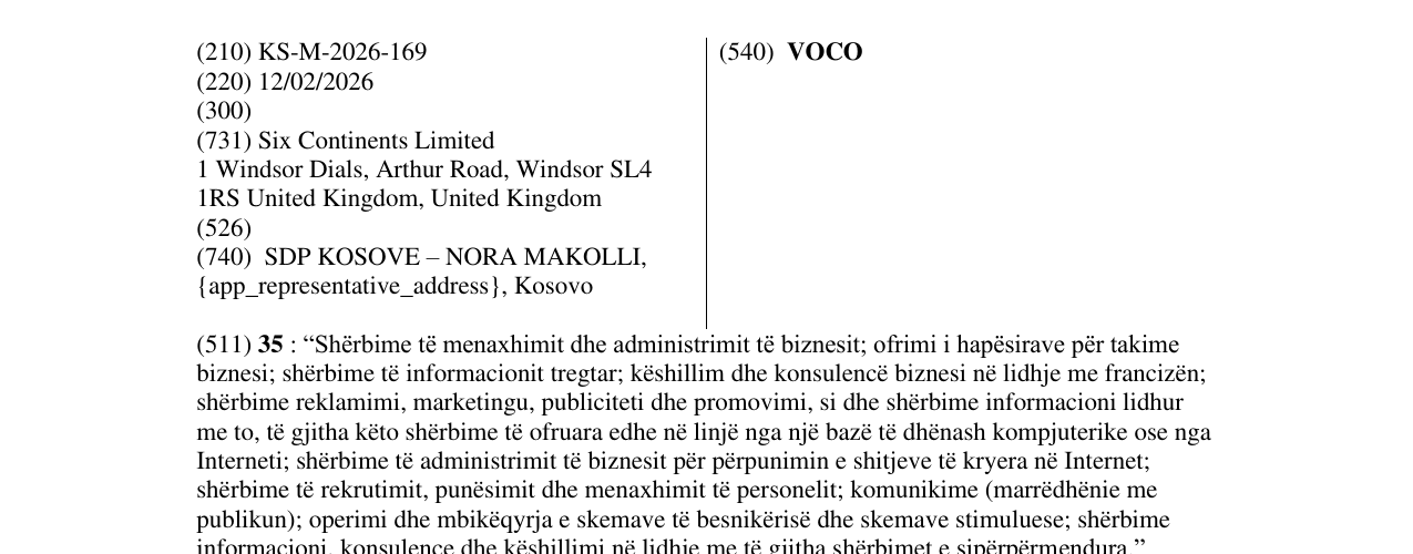 Zëri i markës VOCO në buletin