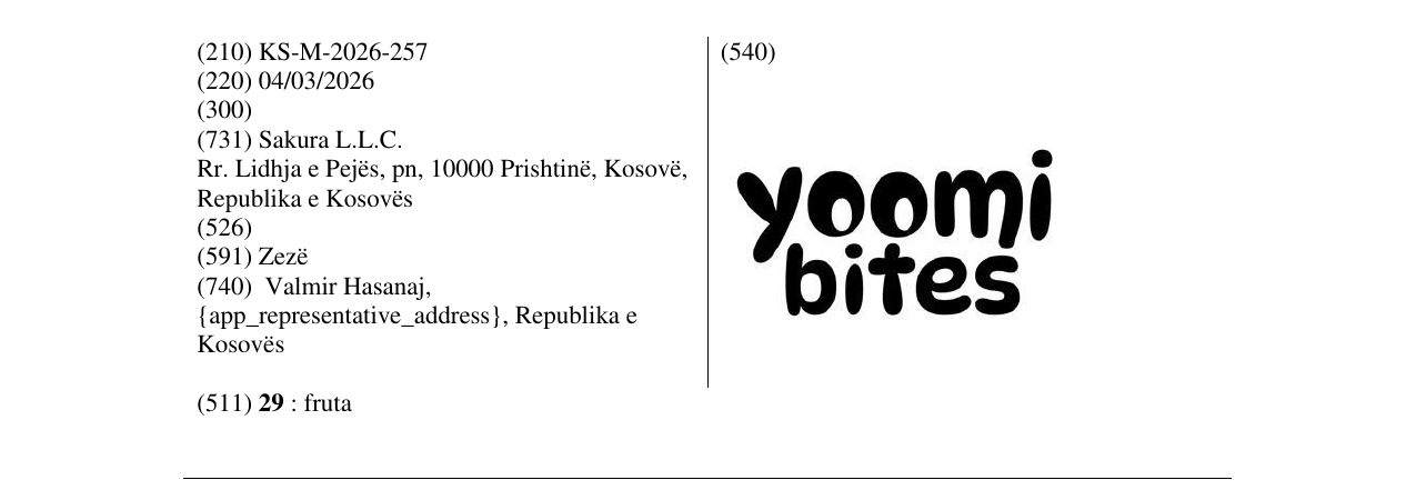 Zëri i markës KS/M/2026/257 në buletin
