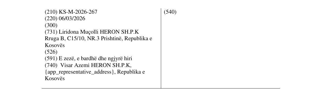 Zëri i markës KS/M/2026/267 në buletin