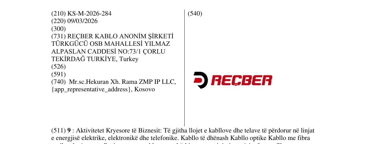 Zëri i markës KS/M/2026/284 në buletin