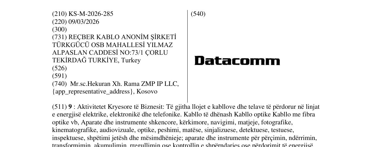Zëri i markës KS/M/2026/285 në buletin