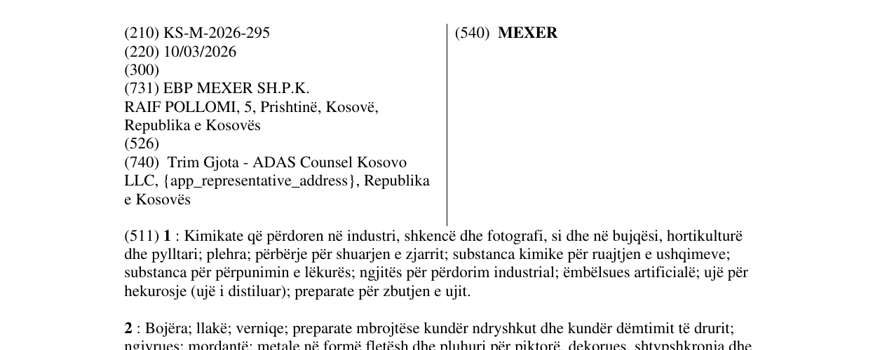 Zëri i markës MEXER në buletin