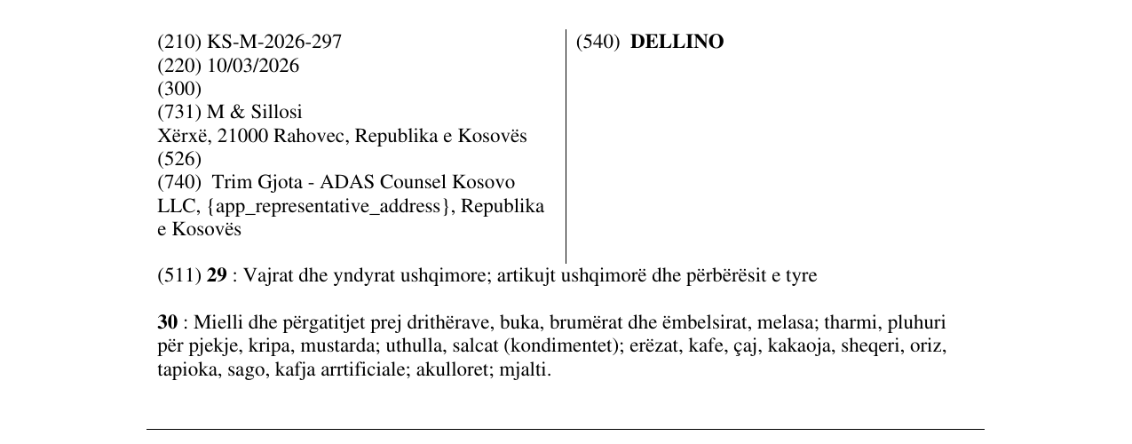 Zëri i markës DELLINO në buletin