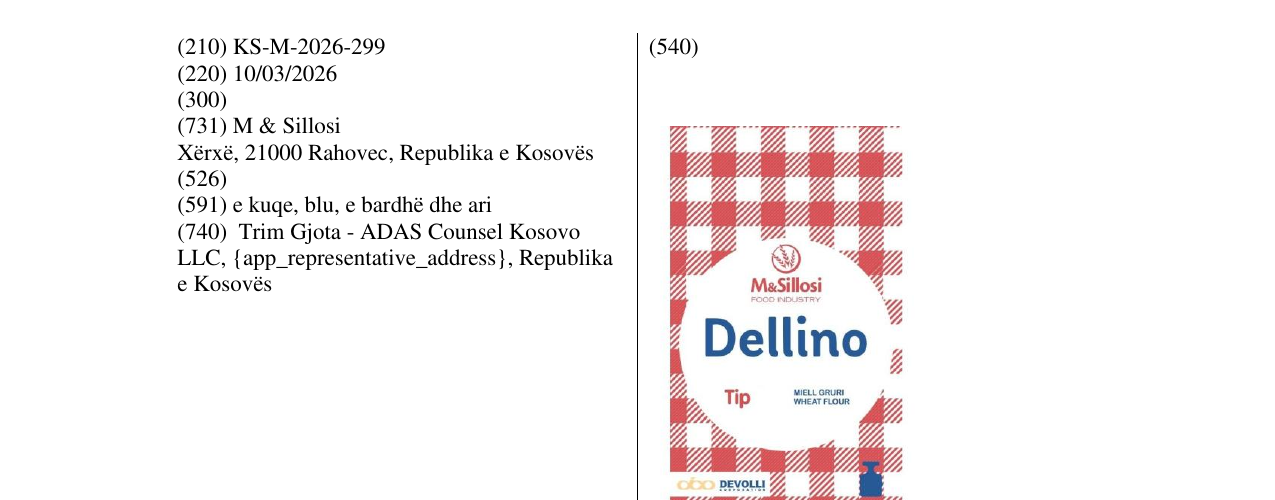 Zëri i markës KS/M/2026/299 në buletin